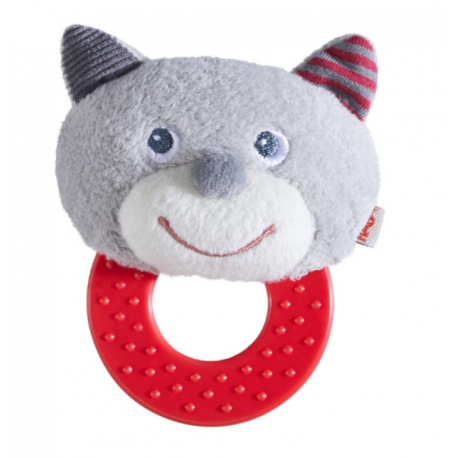 Cat-shaped rattle teether
