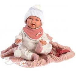 Crying newborn doll mimi with blanket 44 cm