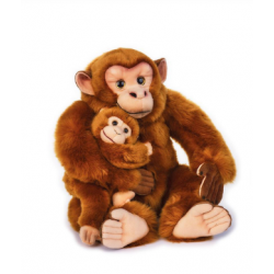 Peluche mono con bebé 44 cm